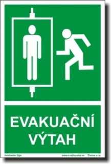 Evakuační výtah -bezpečnostní značení